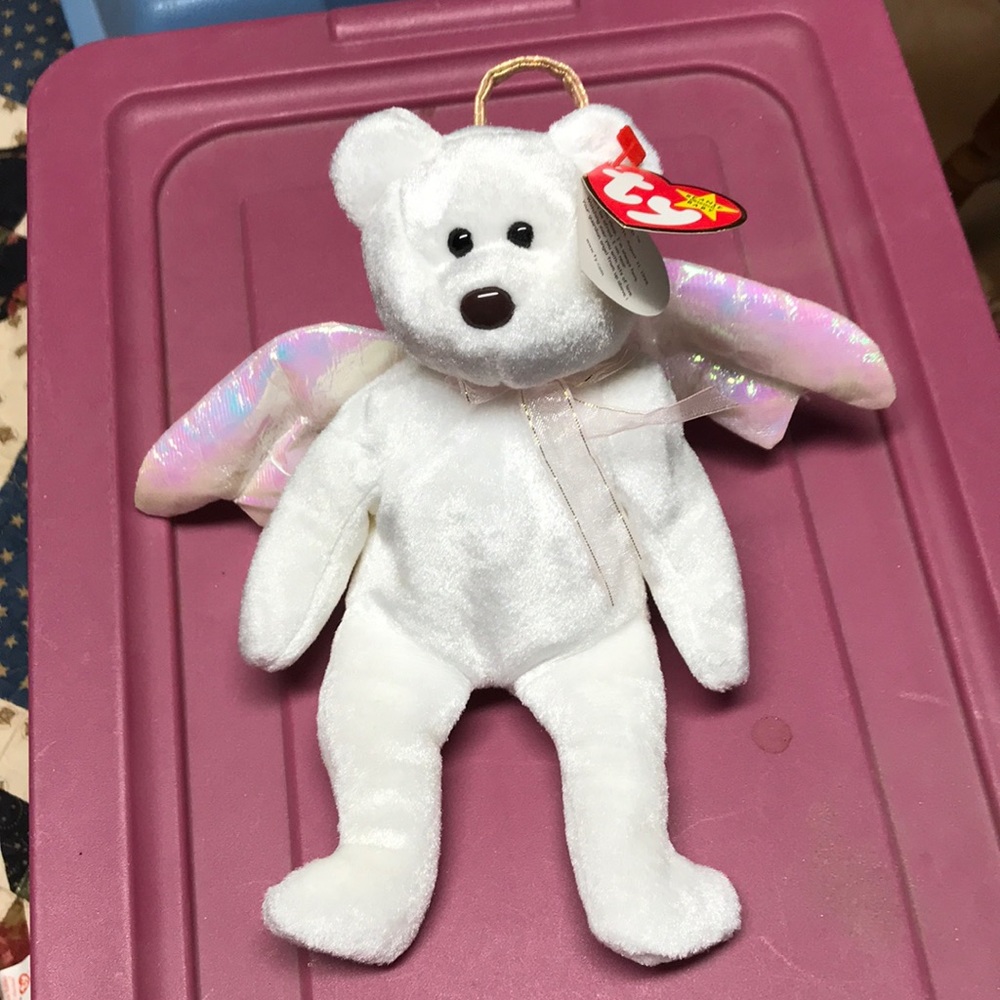 😇 Halo The Bear Beanie Baby w/ brown nose! RARE